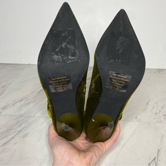 New! Jeffrey Campbell Florette Green Crushed Velvet Pointy Toe Heel Bootie 7 - Picture 13 of 14